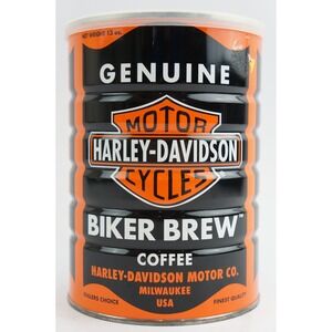 Harley-Davidson Coffee Tin 13oz 1990s Biker Brew Decaf Sealed Vintage EUC